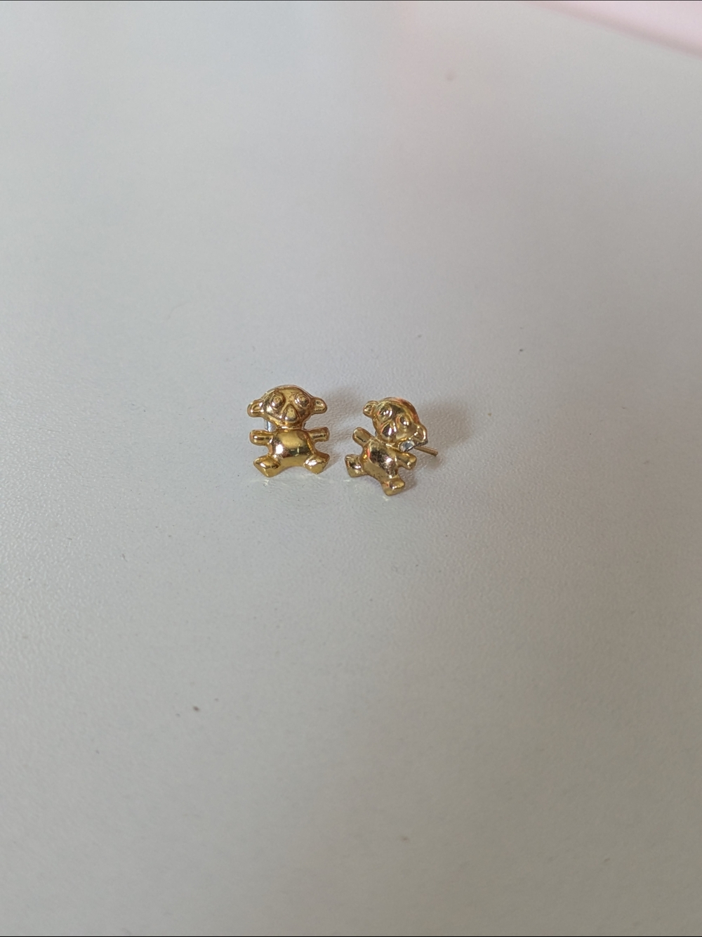 Gold-tone Teddy Bear Stud Earrings - Cute Mini Earrings